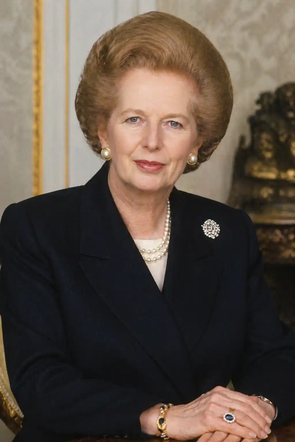 Portrait evoking Margaret Thatcher — Conservative Prime Minister 1979–1990 and the first woman to hold the office.