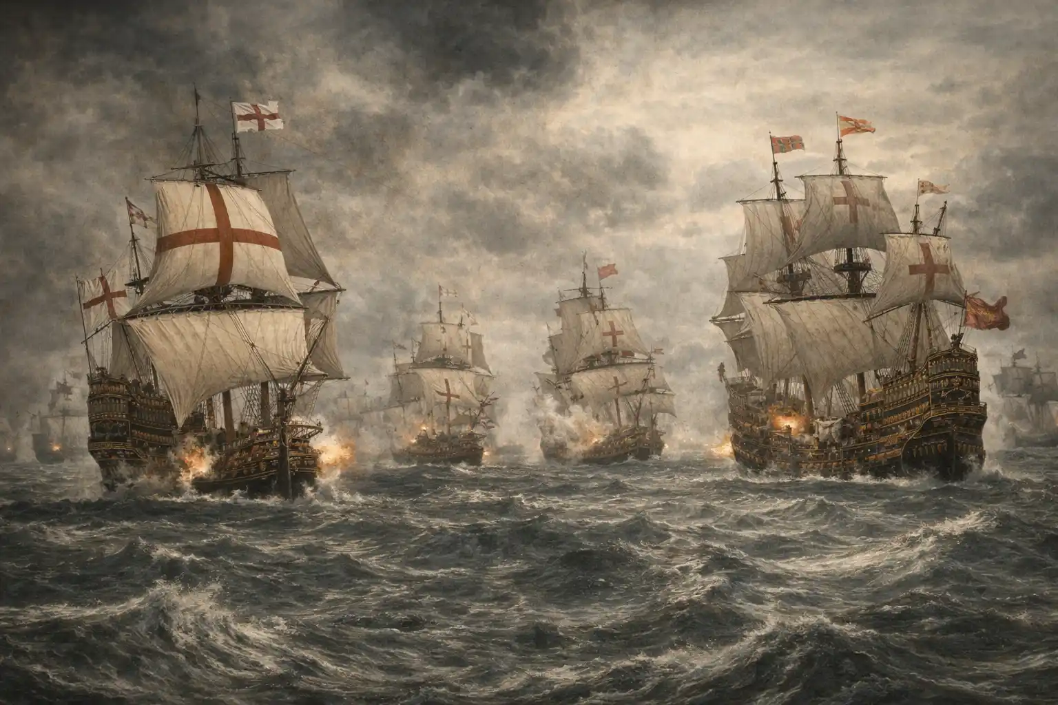 The English navy defeated the Spanish Armada in 1588 during the reign of Queen Elizabeth I, marking a turning point in England’s naval dominance.