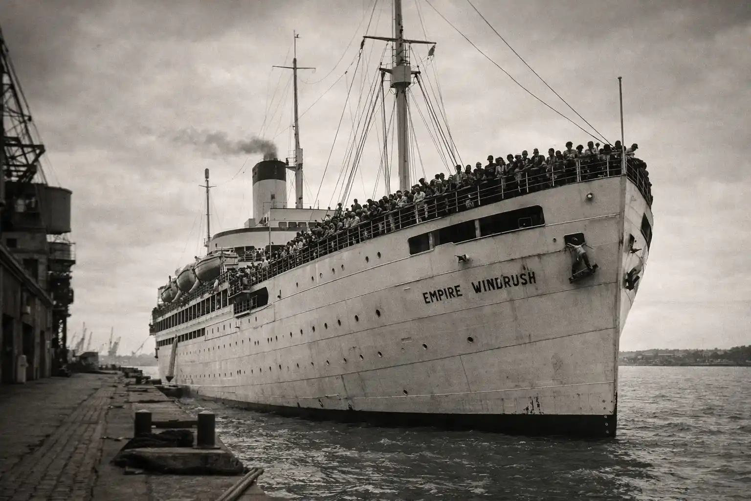 The ship Empire Windrush brought Caribbean migrants to Britain in 1948, marking the beginning of modern multicultural Britain and contributing to rebuilding the country after World War II.